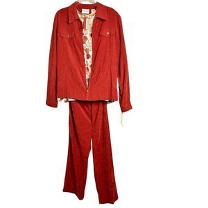 Alfred Dunner Jacket Pants Set  Craft&Barrow Shirt Corduroy Look Country Harvest